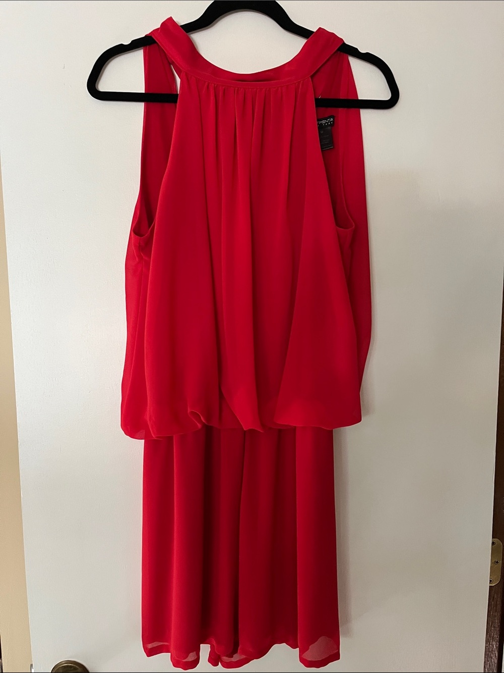 Flowy Red Halter Dress-Medium